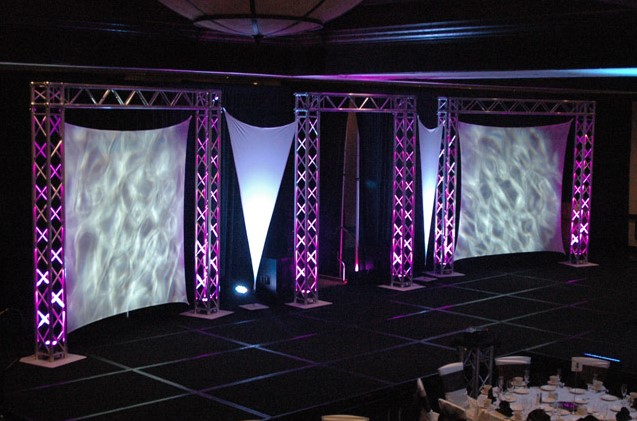 Scenic Spandex Shapes with Truss and Lighting