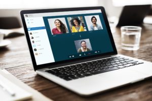 Virtual Conferencing on Laptop
